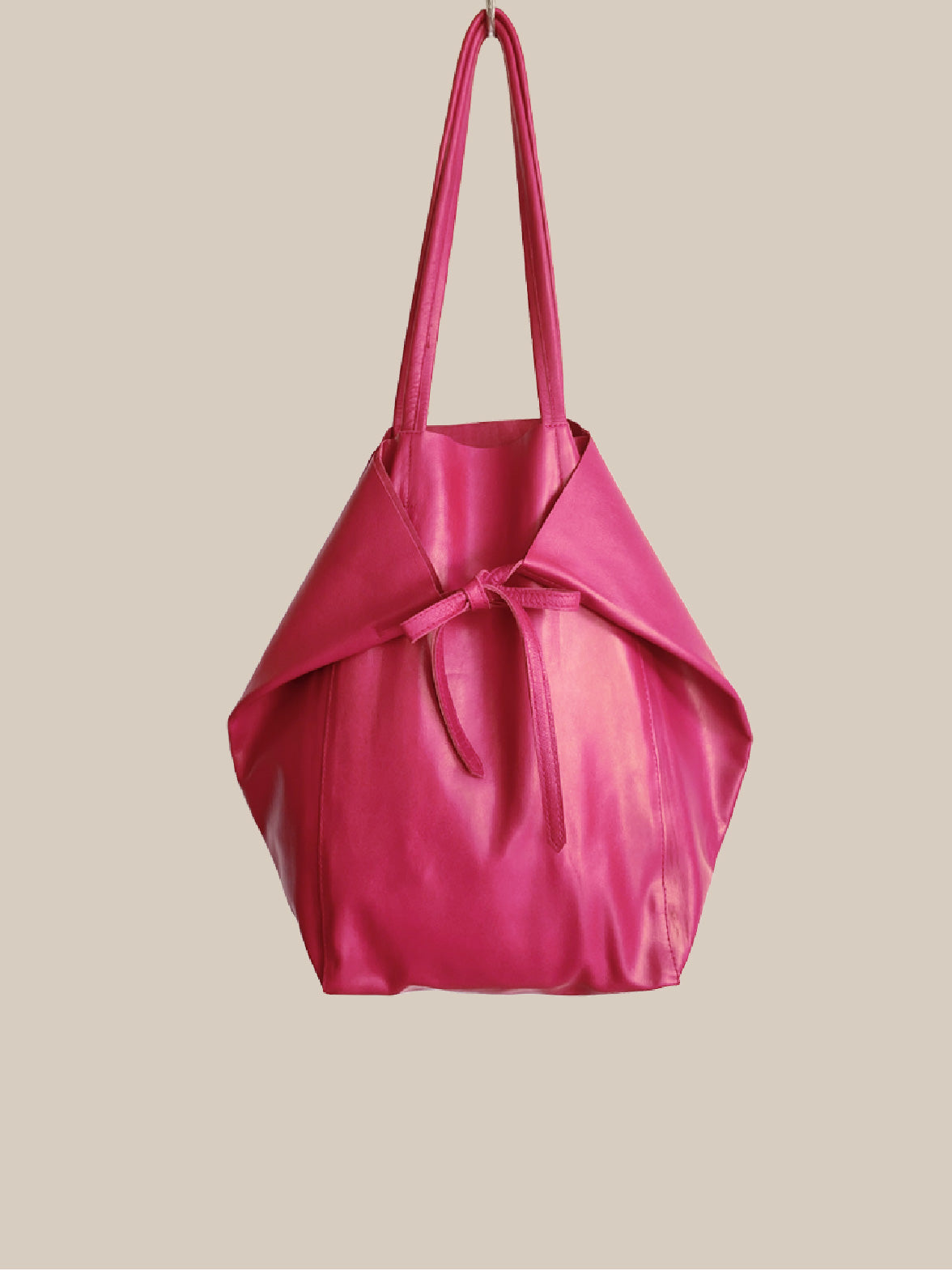 Handmade Bag-Pyramid Bag (small) in Fuchsia-Genuine Leather