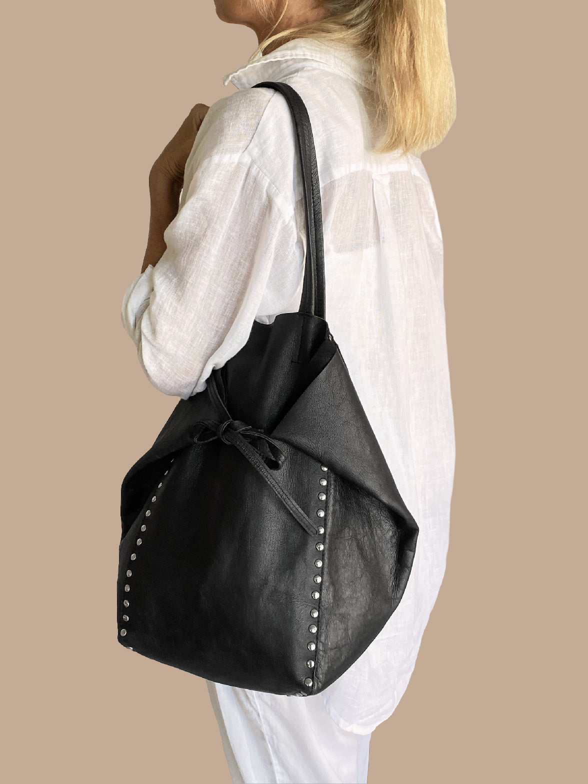 Pyramid Bag Black with Studs